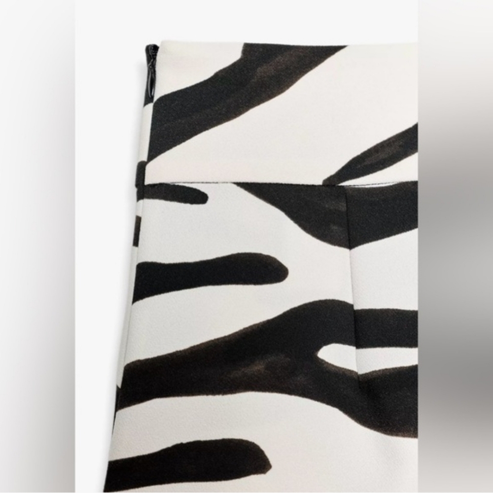 Zara Black Satin Top with Black & White Zebra Wide-Leg Pants - Picture 4 of 8